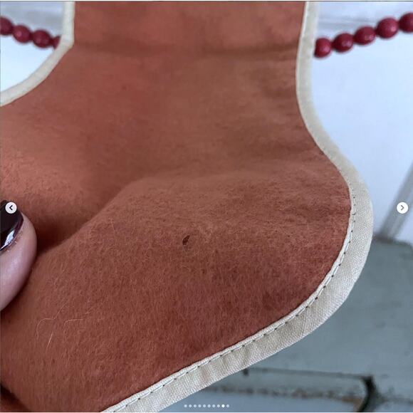 Vintage Antique Felt Christmas Stockin Mommy Needlepoint Embroidery Stitching - Picture 9 of 10